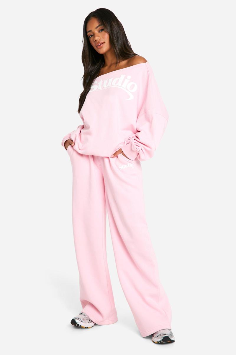 Dsgn Studio Slogan Deep Waistband Straight Leg Jogger
