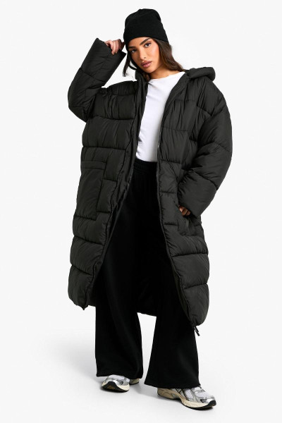 Довга пуховик Petite Oversize з капюшоном