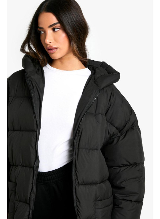 Довга пуховик Petite Oversize з капюшоном