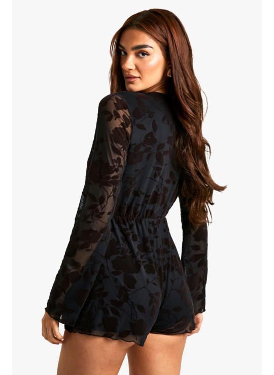 Комбінезон Devore Flare Sleeve Plunge Playsuit