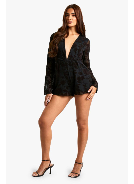 Комбінезон Devore Flare Sleeve Plunge Playsuit