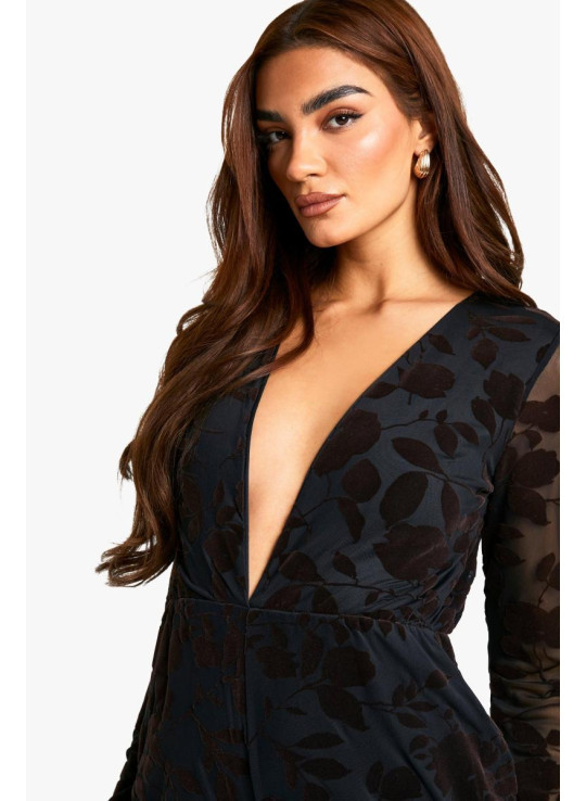 Комбінезон Devore Flare Sleeve Plunge Playsuit