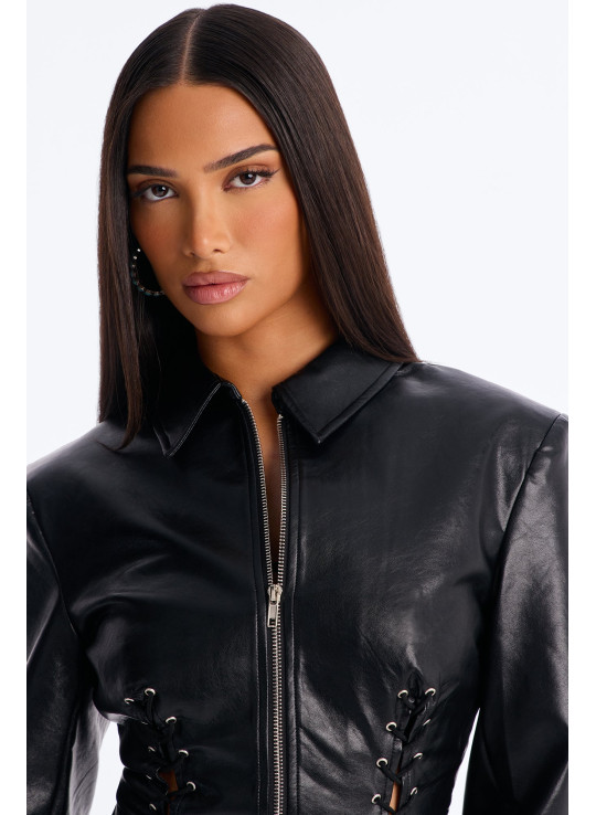 Електрична куртка зі штучної шкіри