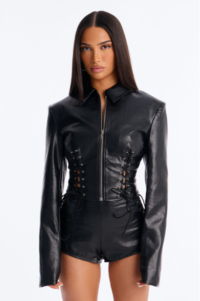 Електрична куртка зі штучної шкіри