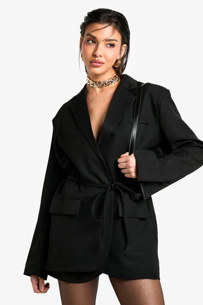Піджак з поясом Marl Shoulder Pad