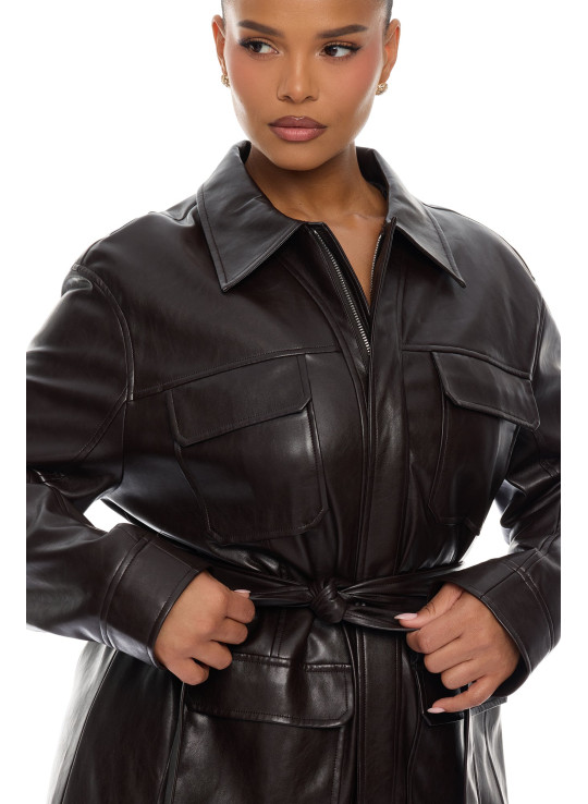 Куртка зі штучної шкіри 'Zaya' з поясом