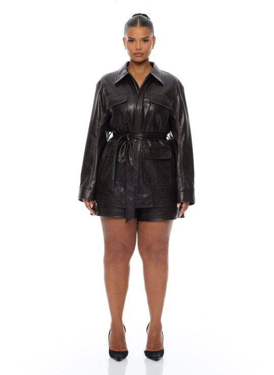 Куртка зі штучної шкіри 'Zaya' з поясом