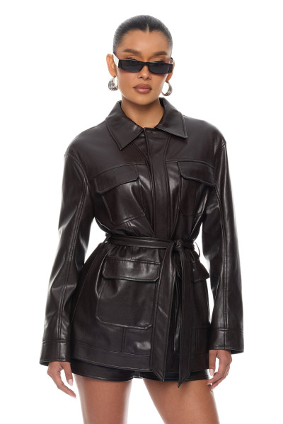 Куртка зі штучної шкіри 'Zaya' з поясом