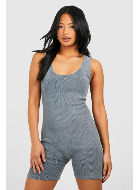 Petite Acid Wash Unitard